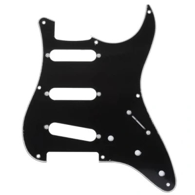 Abbildung von Musiclily Pro 8 Löcher Strat Pickguard Gitarren Schlagbrett für MIJ Fender Japan 57 Vintage Style Stratocaster,3 lagig Schwarz