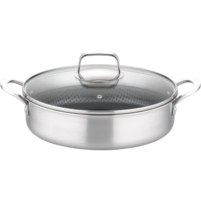 Abbildung von GSW Servierpfanne &quot;Inoxxa Black Ø 28 cm&quot;, Edelstahl, Dreischicht Material mit Antihaft Versiegelung,Wabenstruktur,Induktion