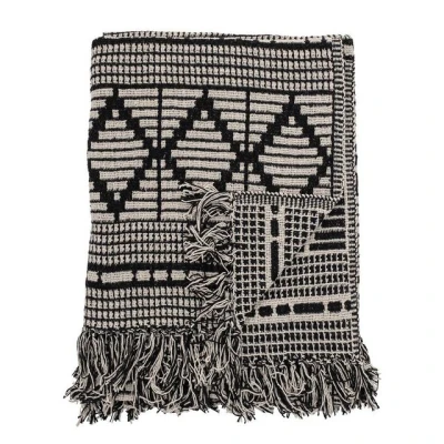 Abbildung von Wohndecke Decke Schwarz 160x130cm, Bloomingville, Sofadecke Tagesdecke Kuscheldecke Baumwolldecke Sommerdecke