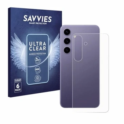 Abbildung von Savvies 6 Stück Schutzfolie für Samsung Galaxy S24 (Rückseite) Displayschutz Folie Ultra Transparent