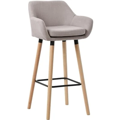 Abbildung von CLP Barhocker Grant I Thekenhocker Mit Stoff Bezug Gestell Aus Buchenholz, Farbe:Taupe