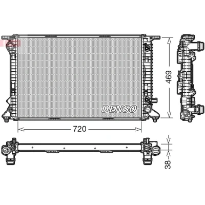 Abbildung von DENSO DRM02023 Kühler, Motorkühlung 720 469 38 AUDI: A5 B8 Sportback, Coupe, A4 Avant, PORSCHE: Macan