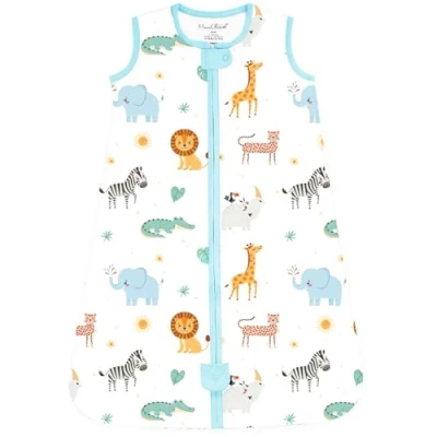 Abbildung von Mama Cheetah Baby Schlafsack 2.5 TOG, Bio Baumwolle tragbare Decke mit Zwei Wege Reißverschluss, Swaddle Übergang für Neugeborene Säugling Kleinkind Junge Mädchen, 24 48 Monate