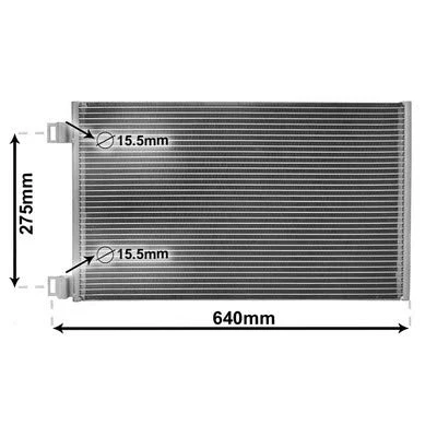 Abbildung von VAN WEZEL 43005444 Klimakondensator ohne Trockner Aluminium 575 RENAULT: Kangoo II / Grand Kangoo, Express, Be Bop kfzteile,