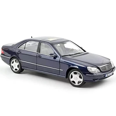 Abbildung von Norev Modellauto Mercedes S Klasse S55 AMG W220 2000 dunkelblau metallic, Maßstab 1:18