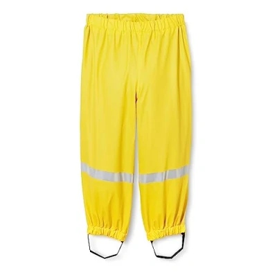 Abbildung von Playshoes Matschhose Regenlatzhose Fleece Futter Unisex Kinder Wind und wasserdichte Regenhose Regenbekleidung, gelb Bundhose, 92