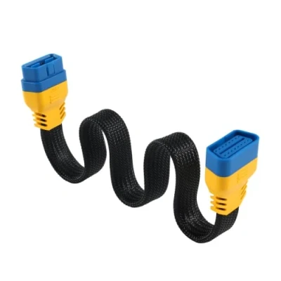 Abbildung von PLAYOCCAR OBD II Verlängerung 16 Pin Stecker auf Buchse Adapter, OBD2 Kabel für Auto Diagnosescan Werkzeug mit Nylonschutz (60 cm)
