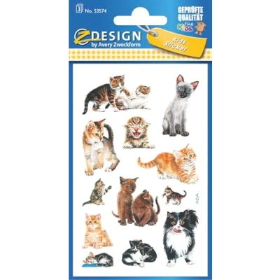 Abbildung von AVERY Zweckform 53574 Kinder Sticker Katzen 36 Aufkleber