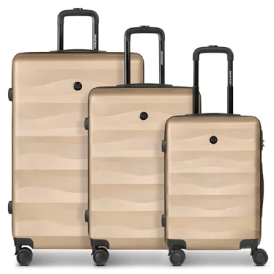 Abbildung von SMARTBOX Hartschalen Koffer Set 3 teilig für Damen &amp; Herren leichte stabile Reise Trolleys aus hochwertigem robustem ABS Material 4 Doppelrollen Zahlenschloss (Edition 03)