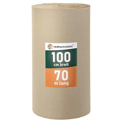 Abbildung von BB Verpackungen RollenwellpappeWellpappenrolleHochwertige Verarbeitung für sicheren Versand &amp; LagerungUmweltfreundlich recyclebarVielseitig einsetzbarDeutsche Qualitätsstandards1,0 x 70 m