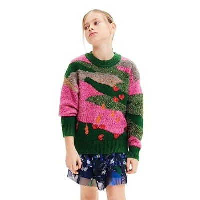 Abbildung von Desigual Embroidered Jacquard Strickpullover für Kinder, Größe: 164, Multi coloured