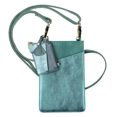 Abbildung von Clairefontaine 115952C Tasche für Handytasche &amp; Accessoires Ginkgo, aus Leder (Kleine 10,5x16,5 cm + Kartenhalter 7,5x10,5 Schlüsselanhänger 7x6,5 cm), 1 Stück