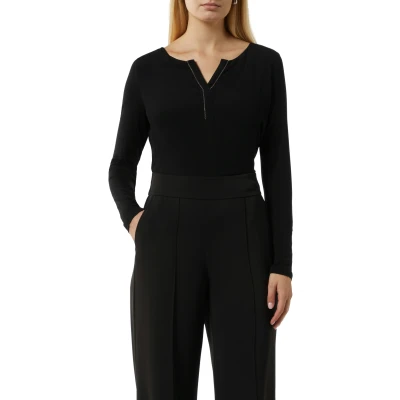 Abbildung von comma MIT Wasserfallausschnitt Langarmshirt, Damen, Größe: 46, Schwarz