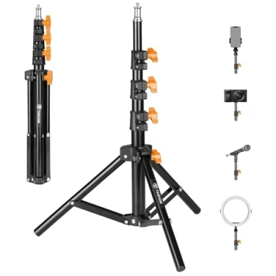 Abbildung von TARION Lichtstativ 130cm Metall Lampenstativ Tischstativ Bodenstativ für Studio Outdoor Fotografie Ringlicht Blitzlicht