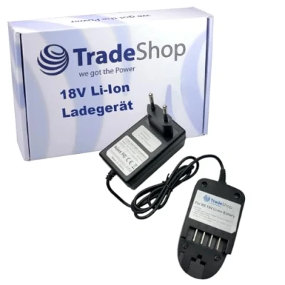 Abbildung von Trade Shop 18V Li Ion Akku Ladegerät kompatibel mit Bosch EasyGrassCut 18 26, EasyHedgeCut 8 45, Fontus, PSR 1800 2, UniversalChain