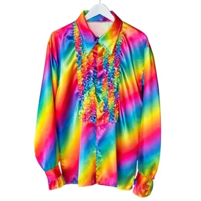 Abbildung von Boland T Shirt Schlagerstar Rüschenhemd regenbogen 70er Jahre Hemd für die Extraportion Pomp in der Disco