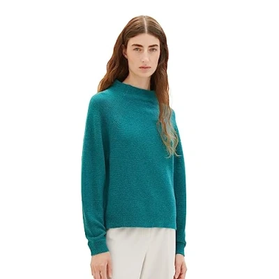 Abbildung von TOM Tailor COSY Raglan Strickpullover, Damen, Größe: XXL, Ever green melange