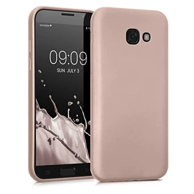 Abbildung von kwmobile Case kompatibel mit Samsung Galaxy A5 (2017) Hülle Schutzhülle aus Silikon metallisch schimmernd Handyhülle Metallic Rosegold