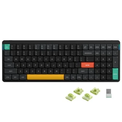 Abbildung von nuphy Air96 V2 Mechanische Tastatur Kabellos mit niedrigem Profil,100 Tasten RGB Hot Swap unterstützt 2.4GHz Wireless/Bluetooth/USB C für PC/Laptop/Windows/Mac Black Gateron Aloe Switch