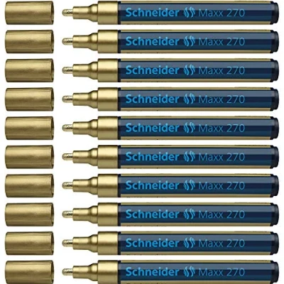 Abbildung von Schneider Maxx 270 Lackmarker (Rundspitze, Spitze austauschbar, 1 3 mm) 10er Packung gold