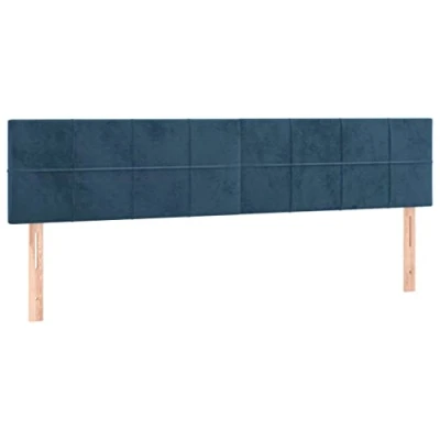 Abbildung von vidaXL LED Kopfteil, Bettkopfteil mit Holzbeinen, Höhenverstellbar Polsterkopfteil für Bett, Betthaupt Bettzubehör Schlafzimmer, Dunkelblau 200x5x78/88cm Samt