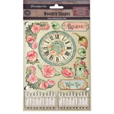 Abbildung von Stamperia House of Roses A5 Colored Wooden Shape (KLSP181)