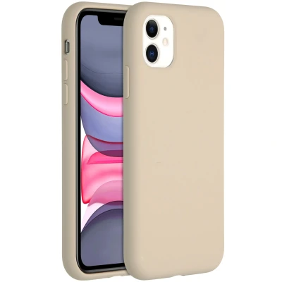 Abbildung von Apple iPhone 11 Hülle Silikon Accezz Soft Case/Backcover Handyhülle Beige