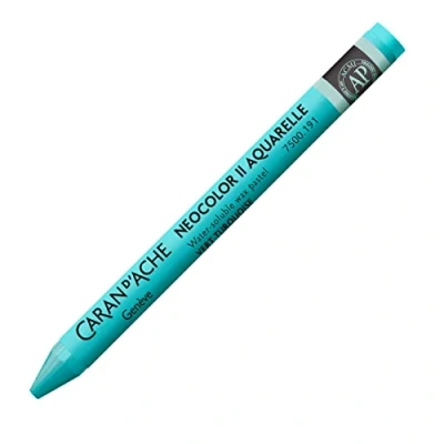 Abbildung von Caran d&#039;Ache NEOCOLOR II 191 TÜRKISGRÜN/TURQUOISE GREEN (7500.191) / Pastelle 10 Stück (1er Pack)/ aus Wasservermalbarem Wachs/Für Papier Karton Glas Holz Leder Stoff Stein