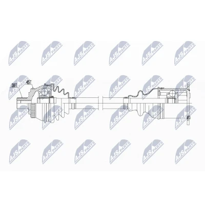 Abbildung von NTY NPW AU 017 Antriebswelle Vorderachse rechts 490 Automatikgetriebe AUDI: A4 B7 Avant, B6 B6/B7 Cabrio