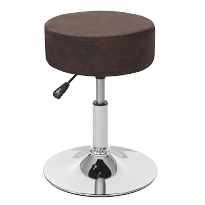 Abbildung von Mendler Hocker HWC C22, Sitzhocker Schminkhocker, höhenverstellbar Ø 35cm Wildlederimitat, Vintage Dunkelbraun