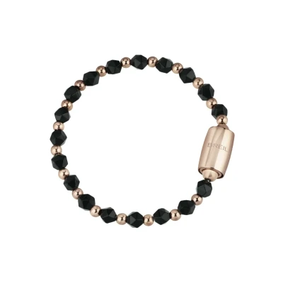 Abbildung von BREIL Damenarmband Magnetica System Collection TJ3047 Damenschmuck Edelstahlarmband für Damen, mit Kugeln aus Poliertem Stahl (Pink IP) und Facettierten Onyxkugeln Maximale Länge 19 cm