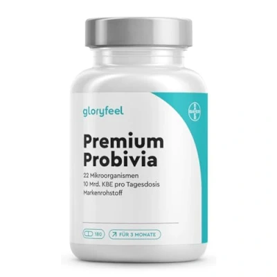 Abbildung von Premium Probivia Kulturen Komplex Markenrohstoff HOWARU® 22 Stämme + Inulin u.a. Lactobacillus, Bifidobacterium 10 Mrd. KBE pro Tag 180 magensaftresistente Kapseln Darmflora Unterstützung