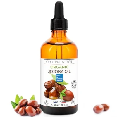 Abbildung von Jojobaöl Bio kaltgepresst: Reinigungsöl Gesicht, Haut Haare Nägel Gesichtsöl Körperöl Anti Aging Falten Massageöl Naturlich Kosmetik, Bart und Haaröl 50 ml
