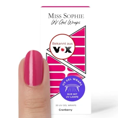 Abbildung von Original Miss Sophie UV Gel Nagelfolien I 20 ultra dünne Nagellack Streifen Cranberry Hält auf Natur sowie lackierten, Acryl , &amp; Shellac Nägeln