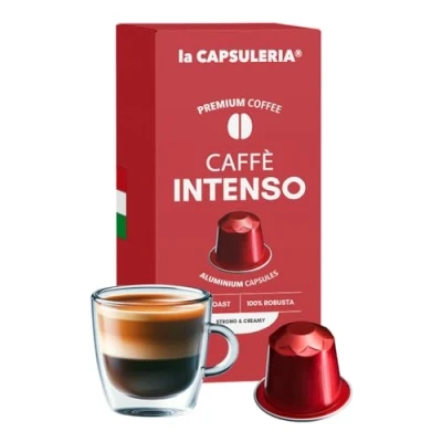 Abbildung von Kaffee INTENSO, kräftig (100 Aluminium Kaffeekapseln) kompatibel mit Nespresso, 10er Pack, 10x10 Kapseln, intensiver Geschmack und samtige Crema für einen starken Espresso Genuss, La Capsuleria