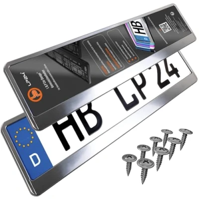 Abbildung von L &amp; P Car Design L&amp;P A173 2 STK Kennzeichenhalter Nummernschildhalter Chrom gebürstet Kennzeichenhalterung Nummernschildhalterung Halter Kennzeichen Nummernschild