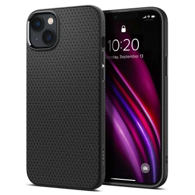 Abbildung von Apple iPhone 14 Pro Hülle Silikon Spigen Soft Case/Backcover Handyhülle Schwarz Shockproof/Stoßfest