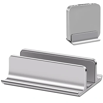 Abbildung von VAYDEER Vertikaler Laptop Ständer, Verstellbarer Ständer Vertikal, Aluminium 3 in 1 Laptopständer Platzsparend für MacBook, Notebook, iPad, Laptops bis zu 17,3 Zoll Silber
