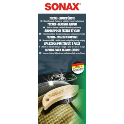 Abbildung von SONAX Textil+LederBürste (1 Stück) Trocken und Feuchtreinigung von Textilien sowie zur schonenden Reinigung Glattleder Oberflächen Art Nr. 04167410, Schwarz