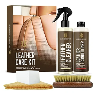 Abbildung von Lederpflege Auto und Reinigung Set Lederreiniger 250 ml Autolederpflegemittel 250ml Farbneutral Entfernt Schmutz Unangenehme Gerüche mit Zubehör