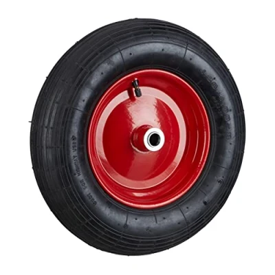 Abbildung von Relaxdays, schwarz rot Schubkarrenrad 4.80 4.00 8 luftbereift, Komplettrad 120 kg Traglast, Luftreifen m. Ventil, 10022853