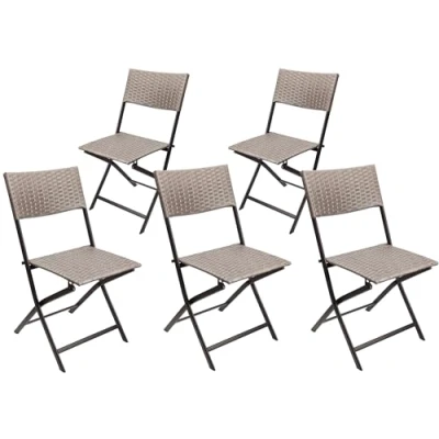 Abbildung von BRUBAKER 5er Set Gartenstuhl Toskana Polyrattan Klappstuhl wetterfest und robust Balkonstuhl klappbar Campingstuhl für Garten Balkon Terrasse Camping Stuhl Grau Braun