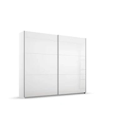 Abbildung von Rauch Möbel Aurelio Schrank Kleiderschrank Schwebetürenschrank, Hochglanz Weiß/Alpinweiß, 2 türig, inkl. Kleiderstangen, Einlegeböden BxHxT 218x210x59 cm