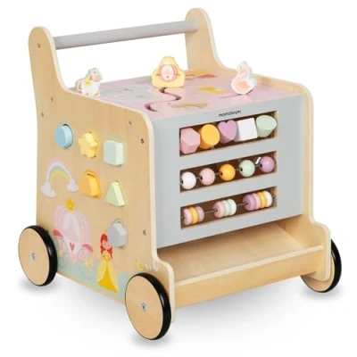 Abbildung von Mamabrum Lauflernwagen 2in1 Holz Lauflernhilfe und Lernwürfel Prinzessin Design