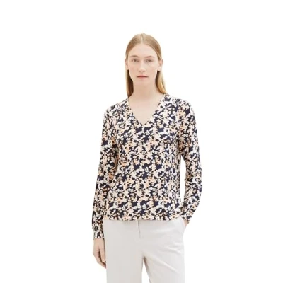 Abbildung von TOM Tailor Gemusterte Vausschnitt Bluse, Damen, Größe: XL, Coral cut floral design