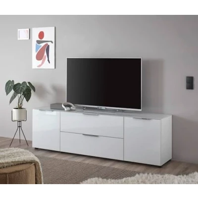 Abbildung von moebel dich auf Lowboard TV Board Trend 6, Front und Oberboden aus Glas, Metallgriffe, (BxHxT) 180x55x40 cm (weiß)