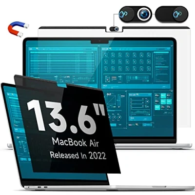 Abbildung von Magnetischer Blickschutzfilter Kompatibel Mit MacBook Air 13,6 Zoll (2022 2024, M2 M3), Abnehmbar Anti Glare Blaulicht Laptop Privacy Screen Blickschutzfolie Sichtschutz für Mac 13&quot; (A2681 A3113)