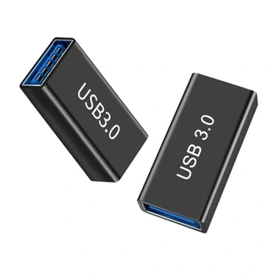 Abbildung von iJiGui USB Buchse auf Adapter, 2 Stück 3.0 Kupplung, A Kabelkoppler zum Anschließen Zweier Stecker für Stecker/Maus/Tastatur/Laptop (Schwarz)