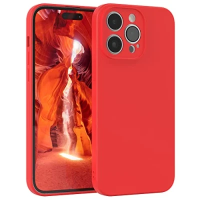 Abbildung von EAZY Case Silikonhülle für iPhone 14 Pro Max Hülle Silikon Rot weich stoßfeste Handyhülle Schutzhülle mit Kameraschutz Dünn Premium Schutz Cover TPU Phone Bumper in