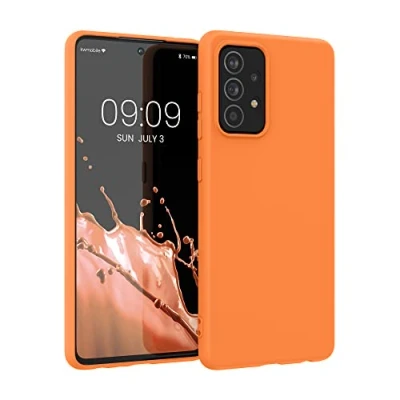 Abbildung von kwmobile Hülle kompatibel mit Samsung Galaxy A52 / 5G A52s weiches TPU Silikon Case Cover geeignet für kabelloses Laden Fruity Orange
